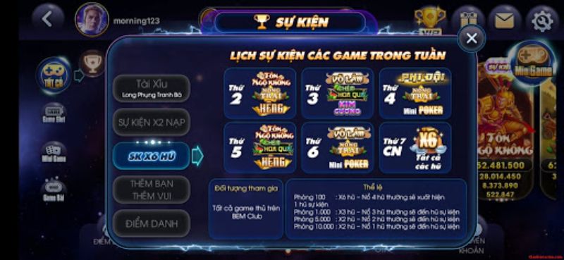 Nhận thưởng linh hoạt tại Bem Club