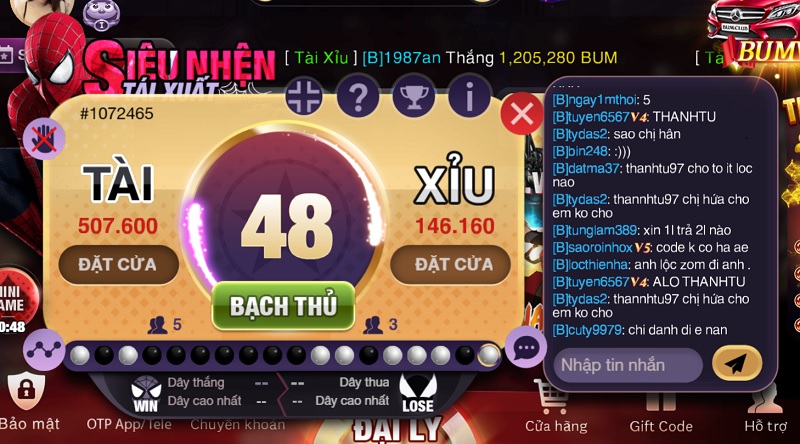 Hệ thống trò chơi trong game bài Bum Club