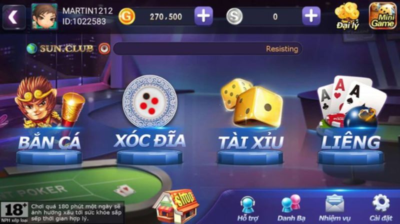 Kho game cực chất chất ngất thể hiện đẳng cấp của Sun Club