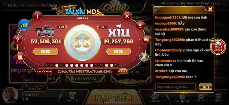 Tài xỉu MD5 tại Go88 – Thể loại trò chơi mới quy tụ vạn gamer