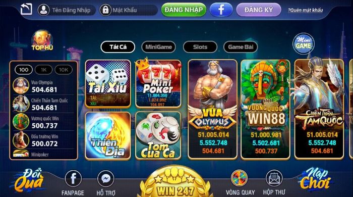 Gamer sẽ được trải nghiệm những trò chơi gì khi đến với Win247?